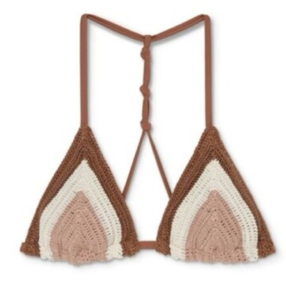 Xhilaration Brown and Cream Crochet Bikini Top & Matching Bottom
